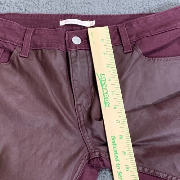 Levis Jeans Womens 32 Red 535 Skinny Coated Faux Leather Panel Moto Rocker Punk - Picture 8 of 16